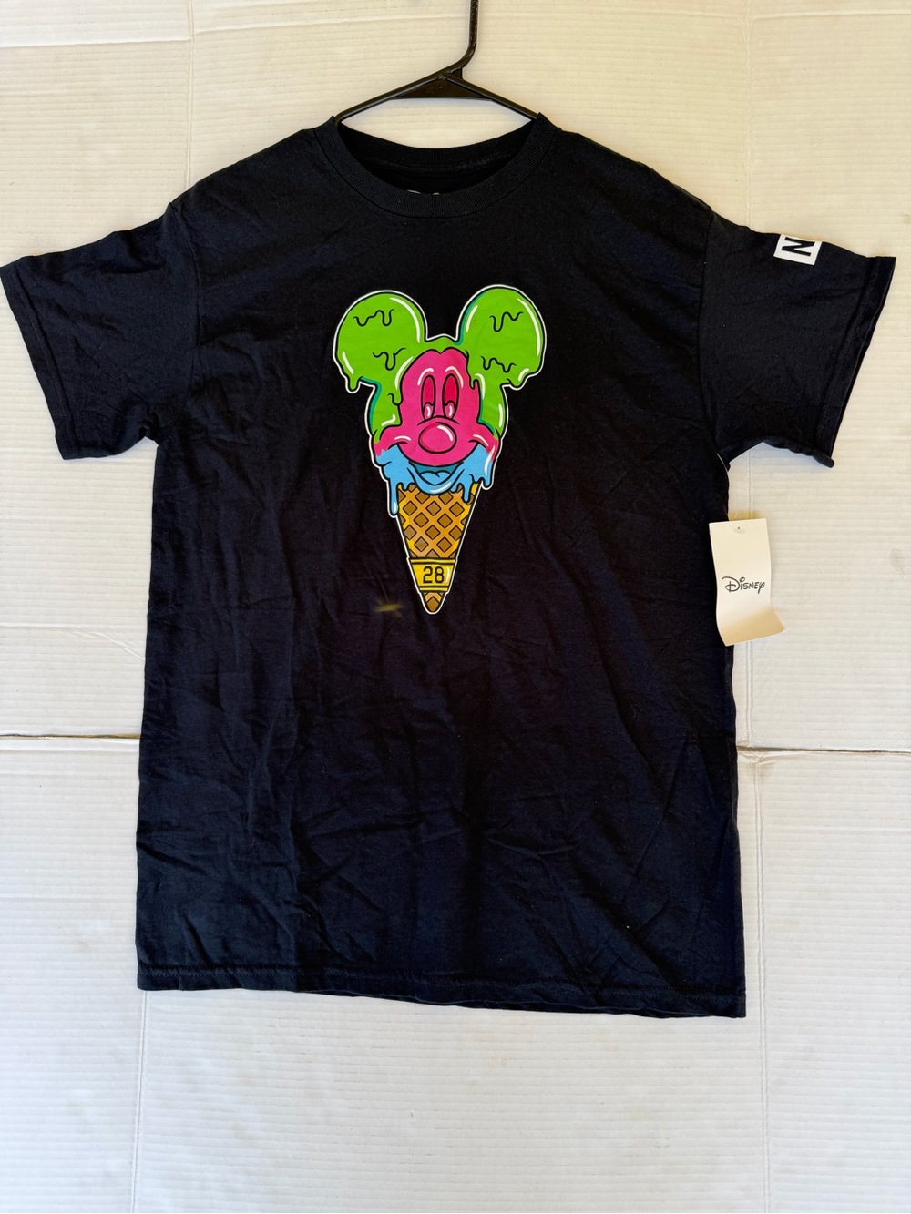 Neff Black Short Sleeve Tee with Neon Mickey Ice Cream Graphic